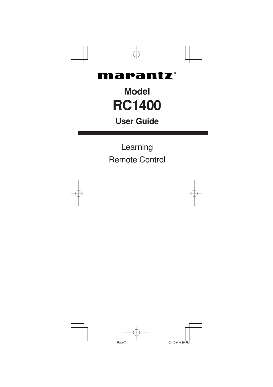 Marantz RC1400 User Manual | 191 pages