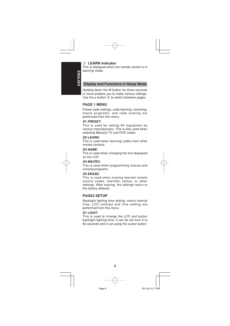 Marantz RC1400 User Manual | Page 10 / 191