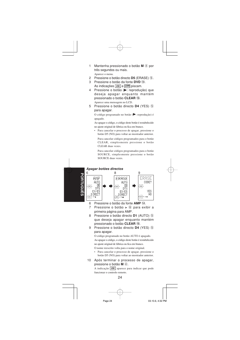 24 portugu ê s | Marantz RC1400 User Manual | Page 163 / 191