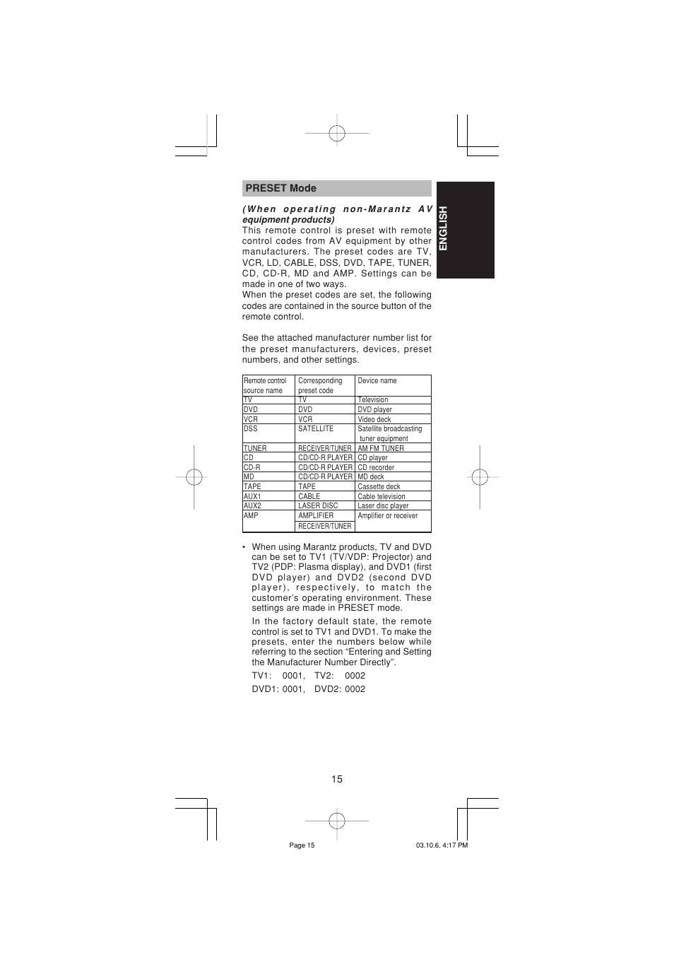 Marantz RC1400 User Manual | Page 17 / 191