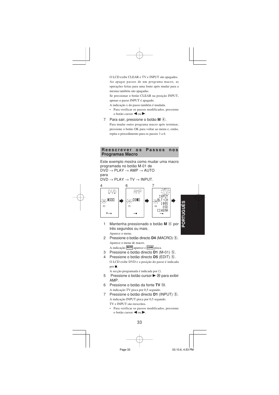 33 portugu ê s | Marantz RC1400 User Manual | Page 172 / 191