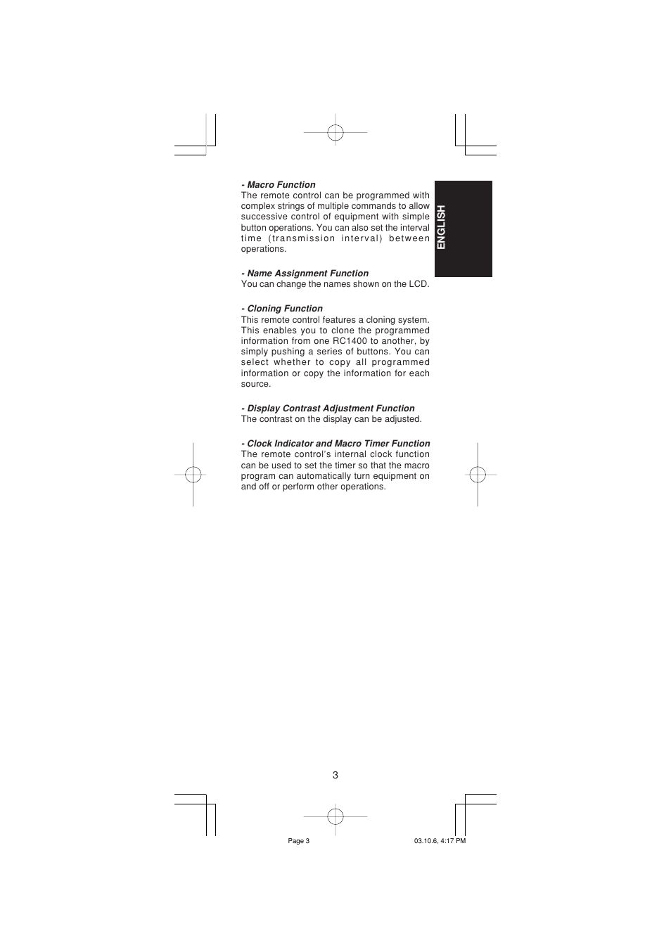Marantz RC1400 User Manual | Page 5 / 191