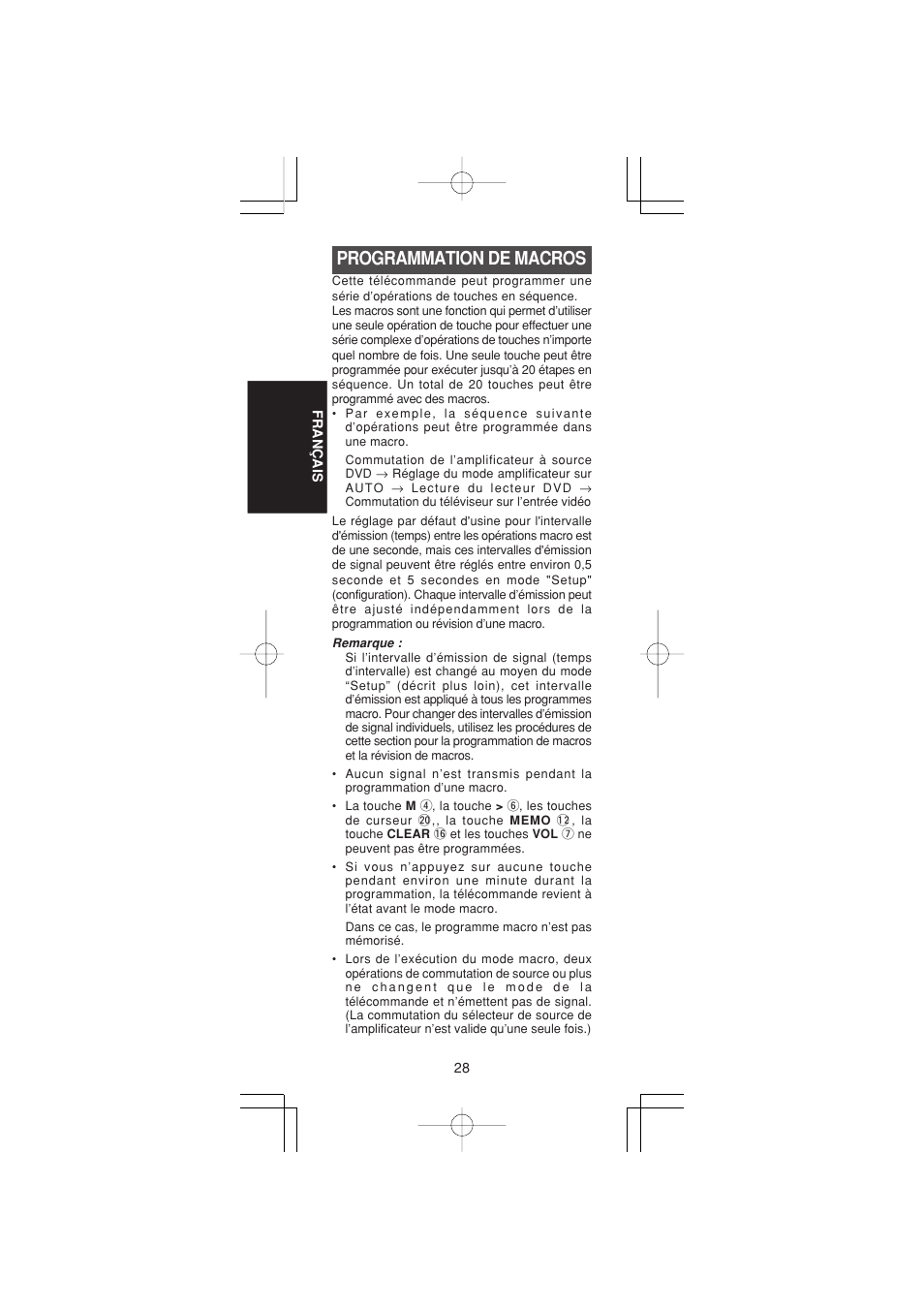 Programmation de macros | Marantz RC1400 User Manual | Page 76 / 191