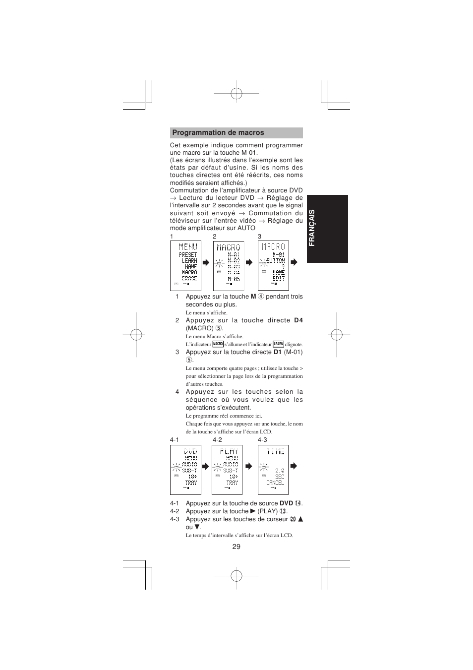 29 fran ç ais, Programmation de macros | Marantz RC1400 User Manual | Page 77 / 191