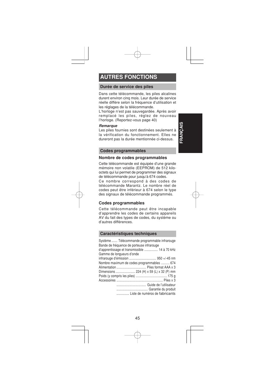 Autres fonctions | Marantz RC1400 User Manual | Page 93 / 191