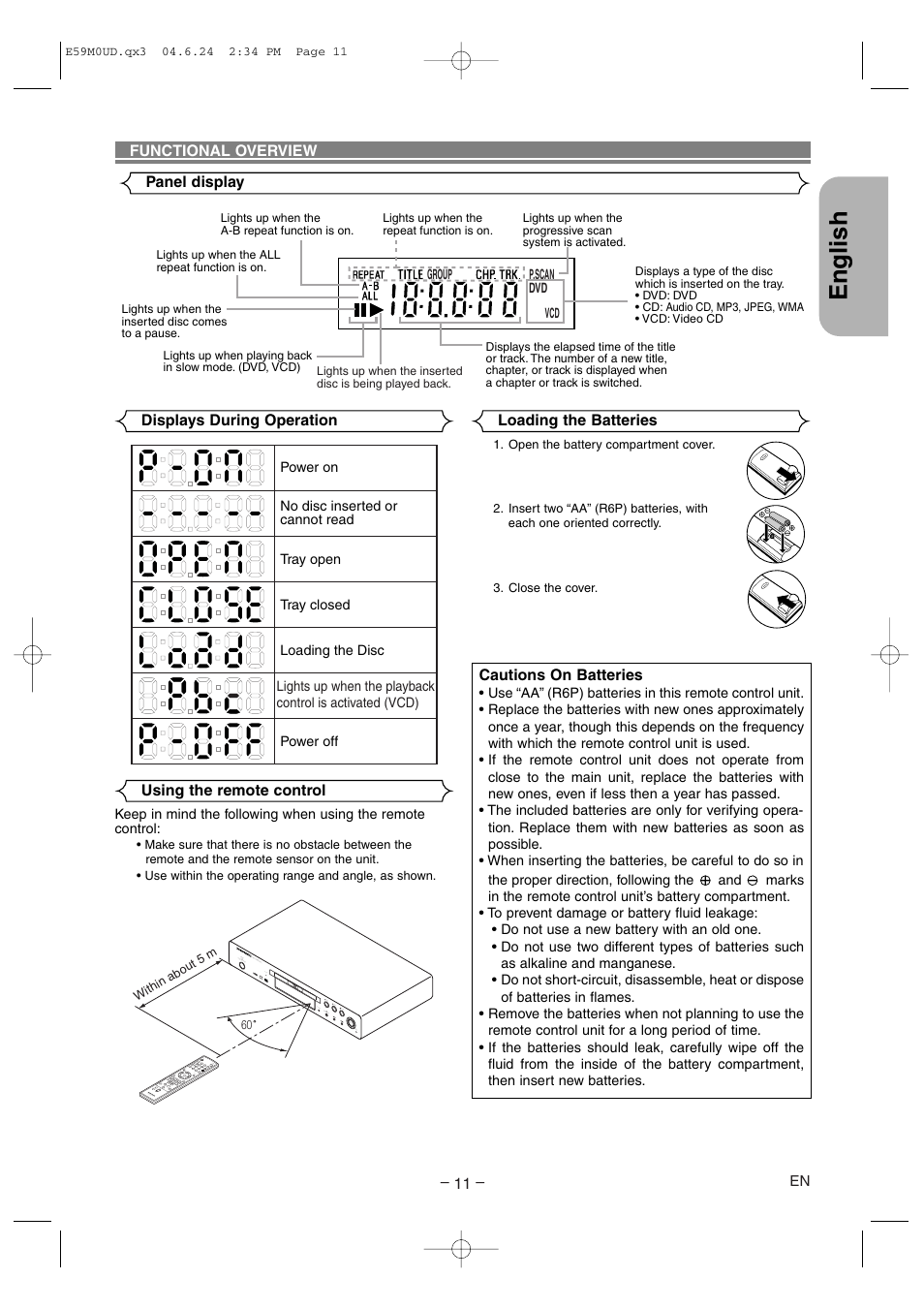 English | Marantz DV4500 User Manual | Page 11 / 28