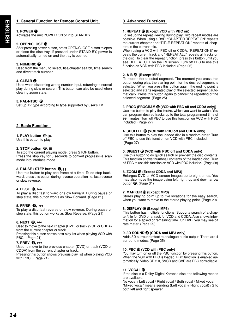 English 14 | Marantz DV4300 User Manual | Page 18 / 47