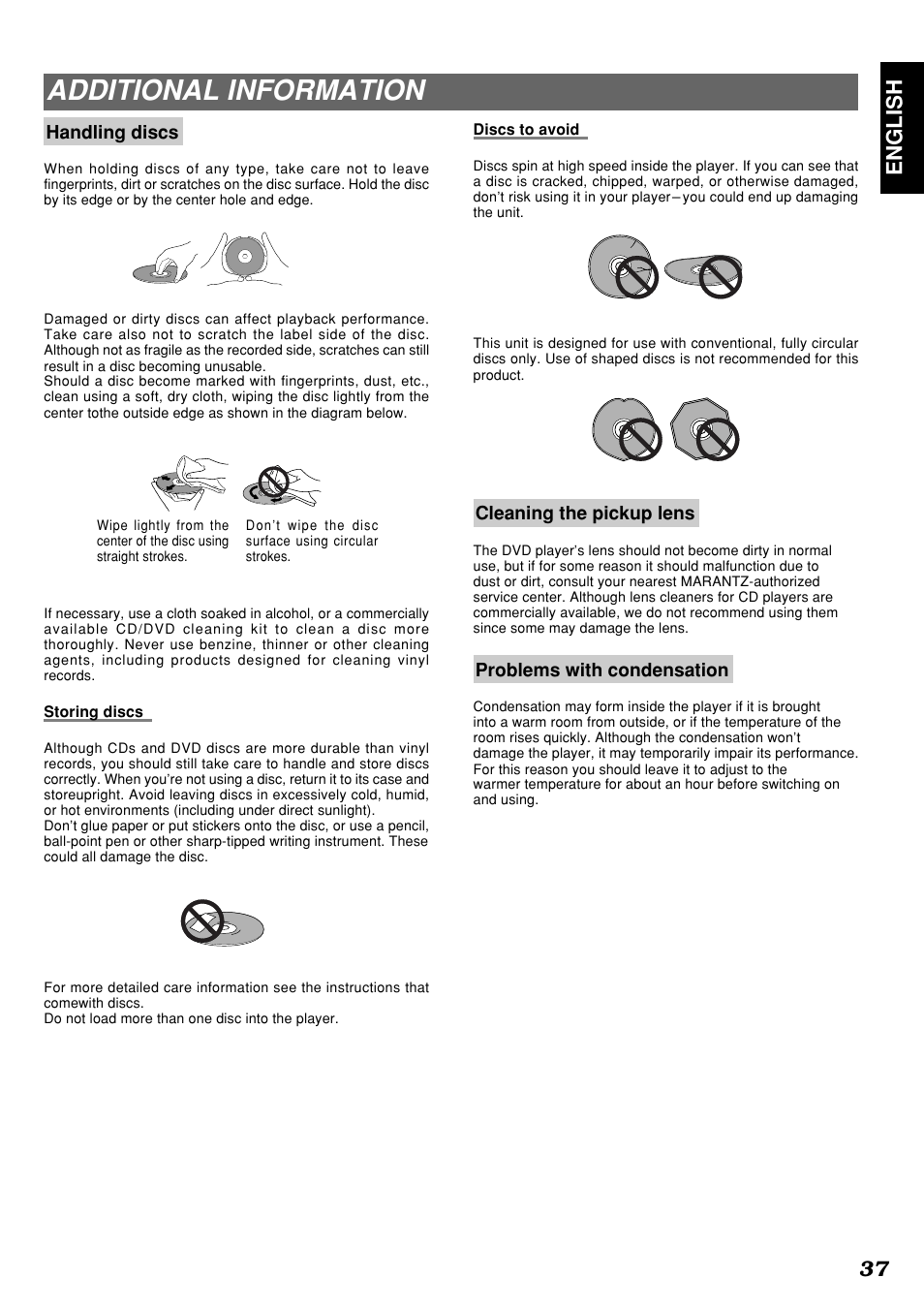 Additional information, English 37 | Marantz DV4300 User Manual | Page 41 / 47