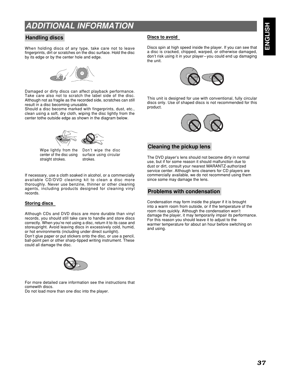 Additional information, English 37 | Marantz PMD910 User Manual | Page 41 / 48