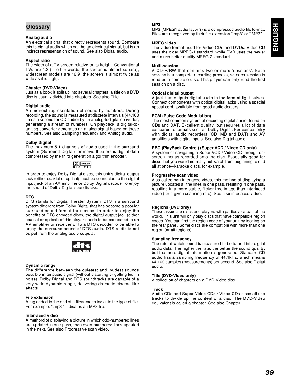 English 39 | Marantz PMD910 User Manual | Page 43 / 48