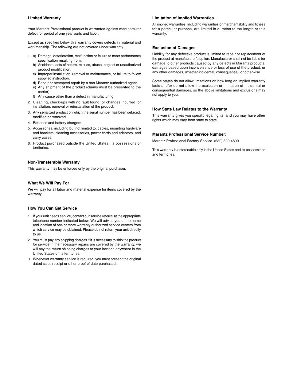 Marantz PMD910 User Manual | Page 47 / 48