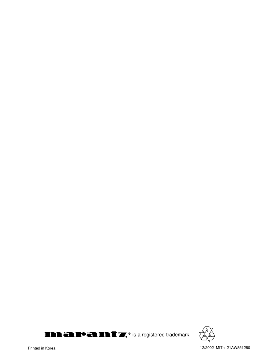 Is a registered trademark | Marantz PMD910 User Manual | Page 48 / 48