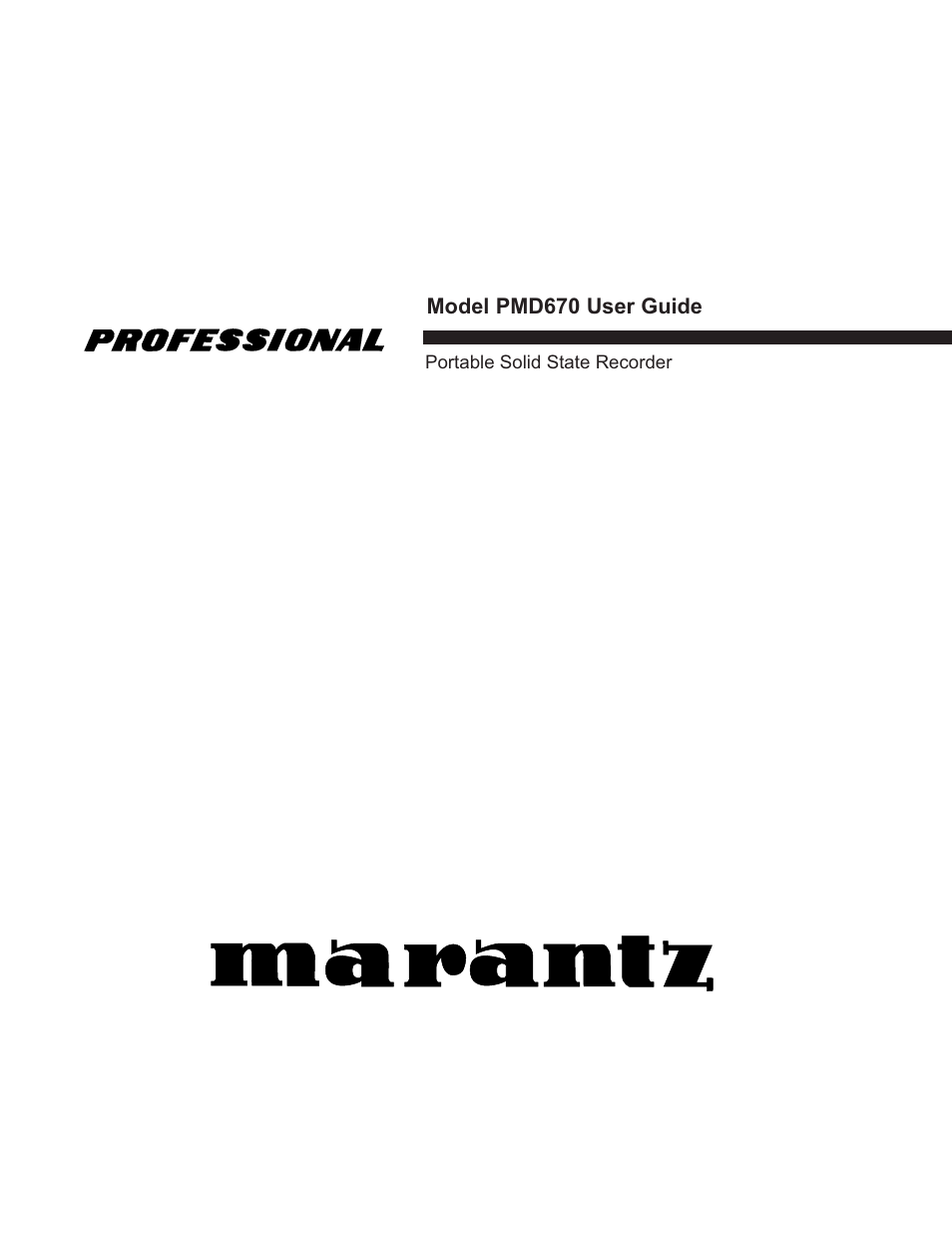 Marantz PMD670 User Manual | 53 pages