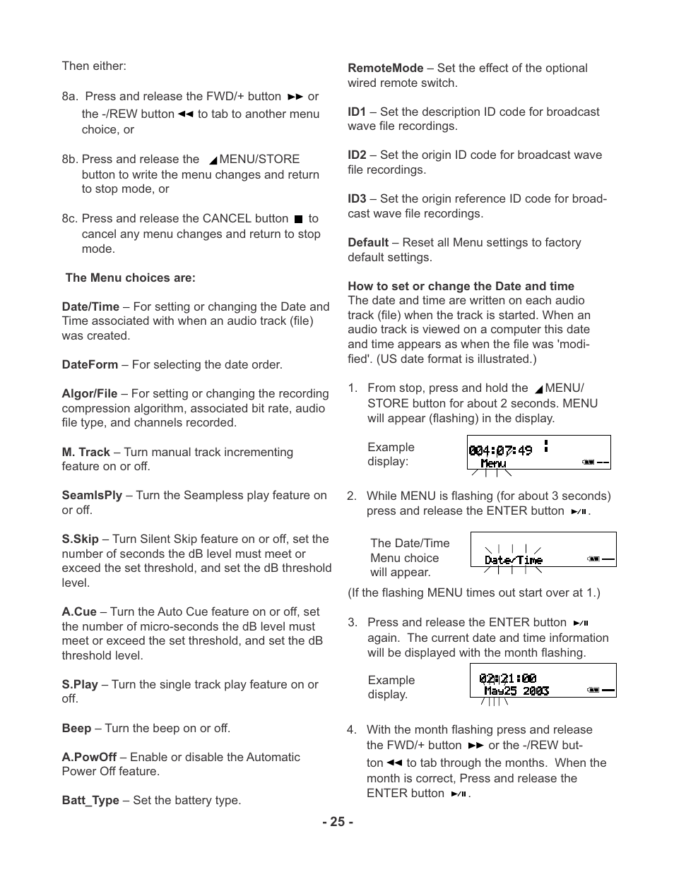 Marantz PMD670 User Manual | Page 25 / 53