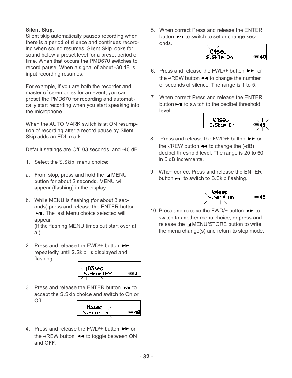 Marantz PMD670 User Manual | Page 32 / 53