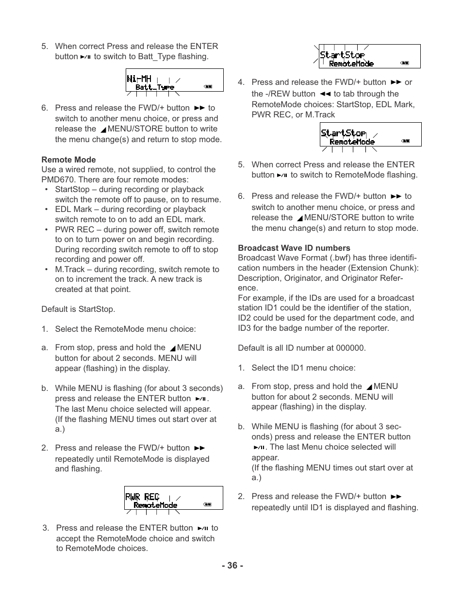 Marantz PMD670 User Manual | Page 36 / 53