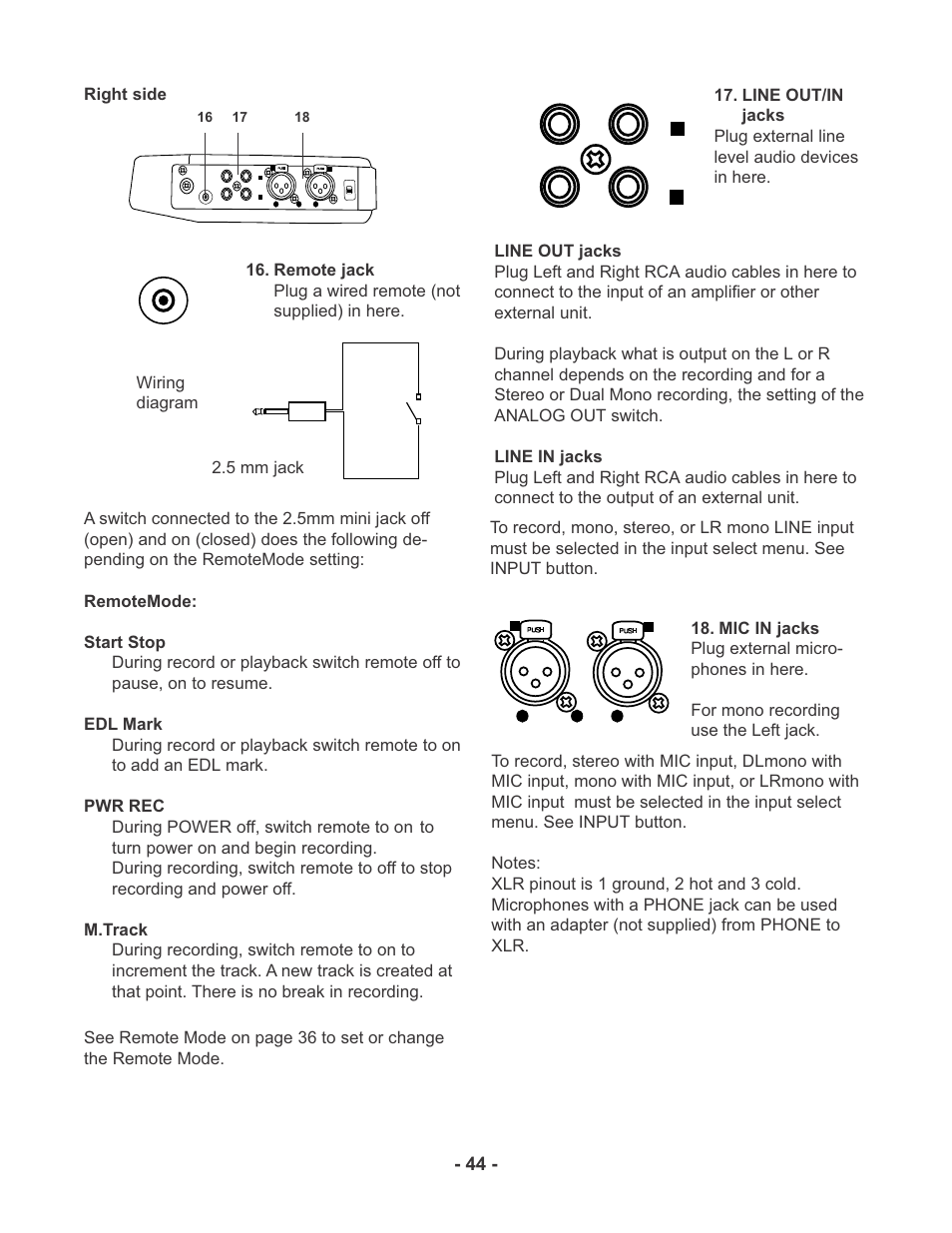 Right side | Marantz PMD670 User Manual | Page 44 / 53