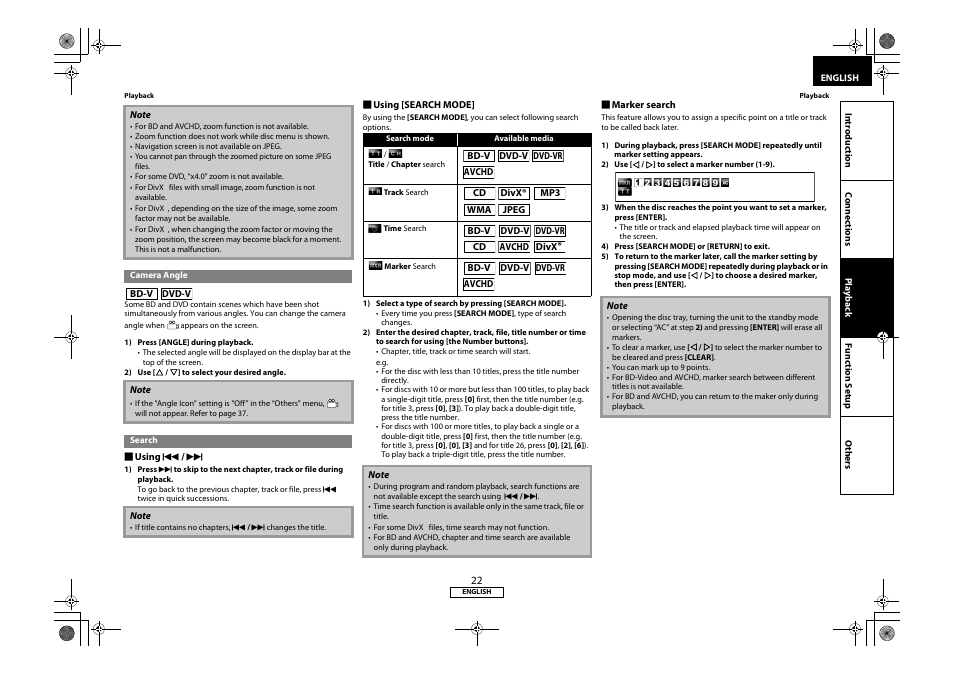 Camera angle search | Marantz 541110331126M User Manual | Page 25 / 53