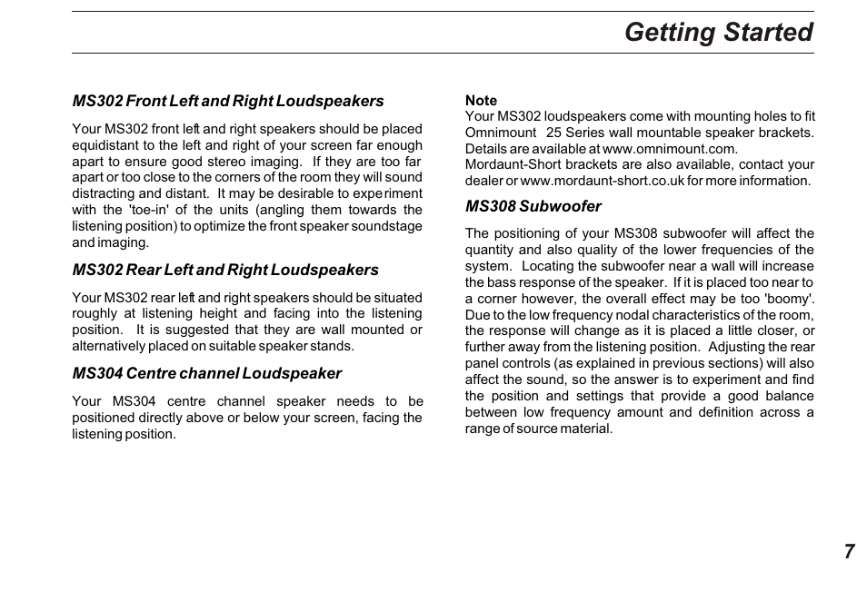 Getting started | Marantz MS308 User Manual | Page 7 / 12