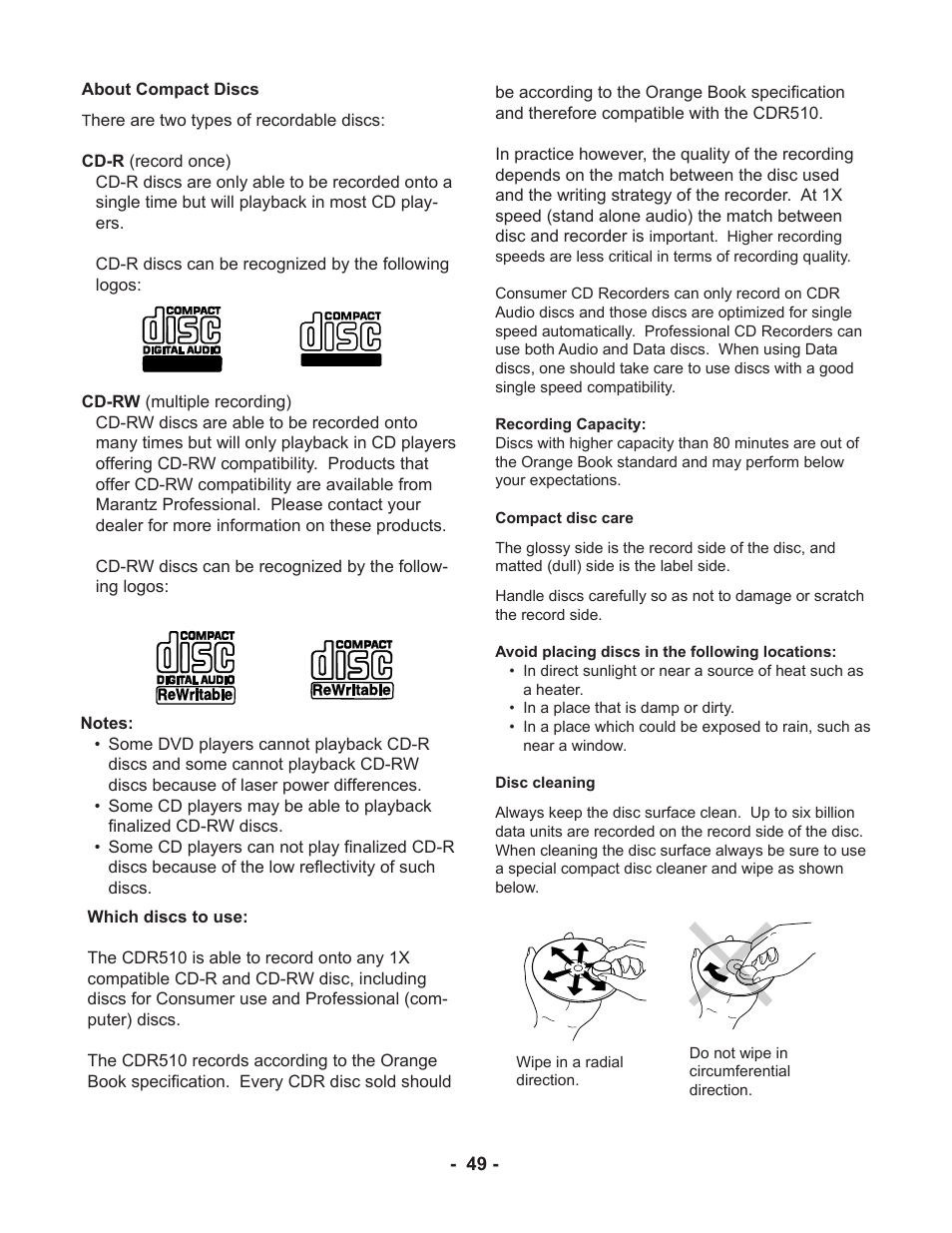 Marantz CDR510 User Manual | Page 49 / 57