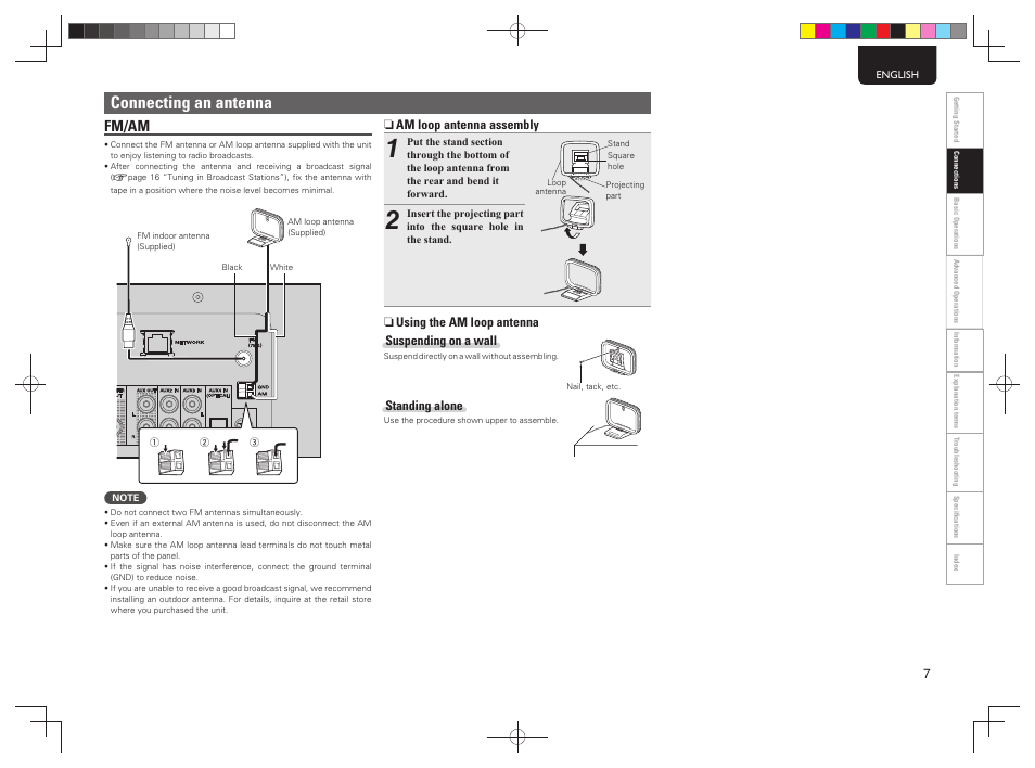 Connecting an antenna, Fm/am | Marantz M-CR603 User Manual | Page 11 / 52