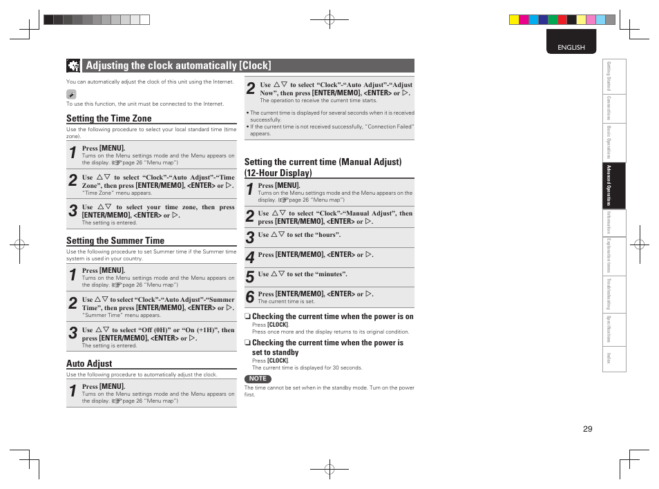 Adjusting the clock automatically [clock | Marantz M-CR603 User Manual | Page 33 / 52