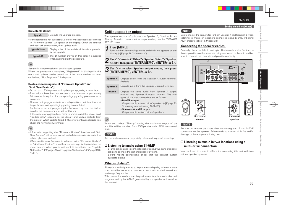 Setting speaker output | Marantz M-CR603 User Manual | Page 37 / 52