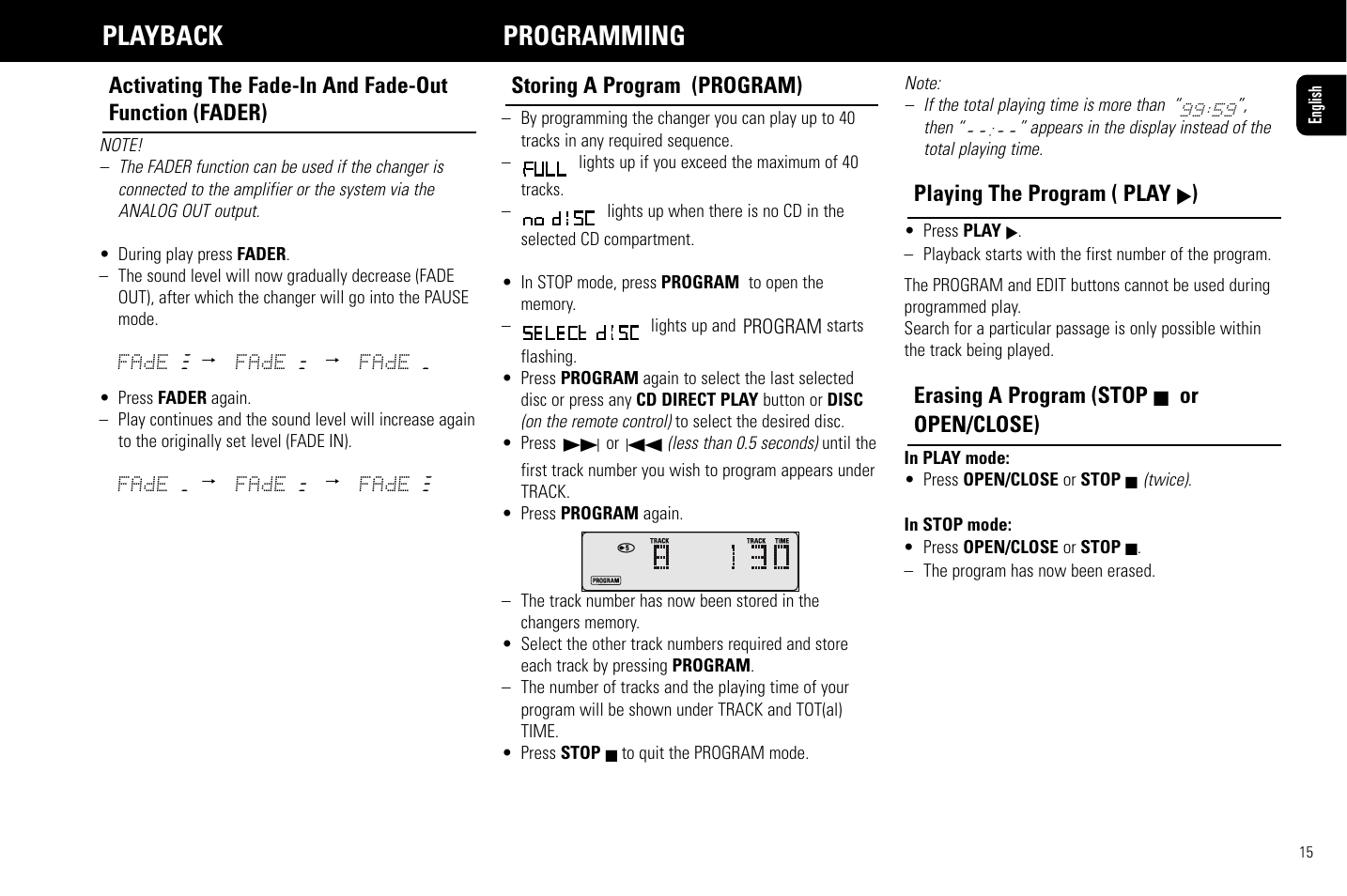 Playback programming | Marantz CC3000 User Manual | Page 15 / 21