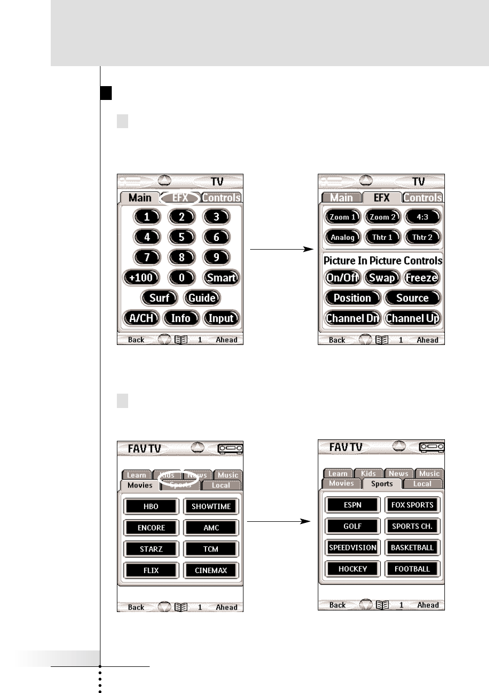 Getting started, Using tab buttons to jump to panels | Marantz RC9200 User Manual | Page 13 / 66