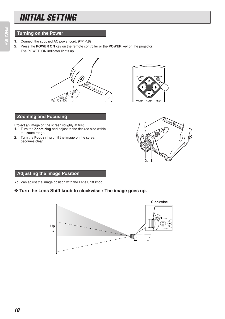 Initial setting | Marantz DLP PROJECTOR VP-12S2 User Manual | Page 14 / 39