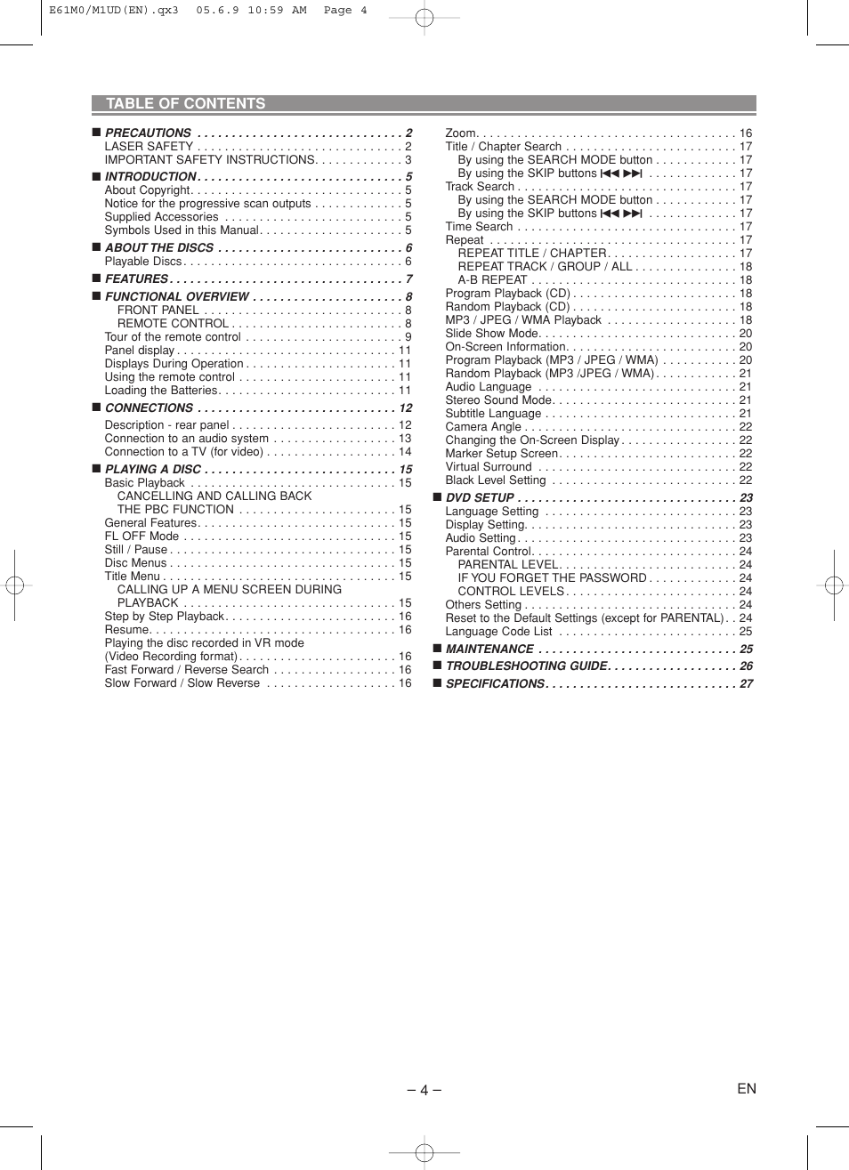 Marantz DV4600 User Manual | Page 4 / 28
