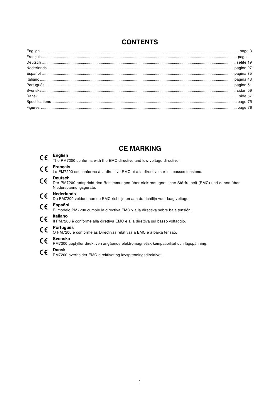 Ce marking contents | Marantz PM7200 User Manual | Page 3 / 17