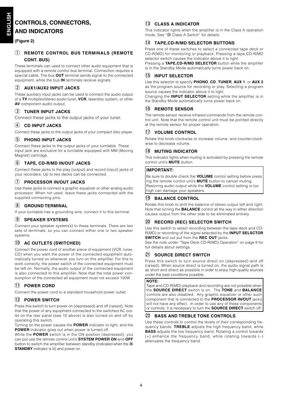 Controls, connectors, and indicators | Marantz PM7200 User Manual | Page 6 / 17