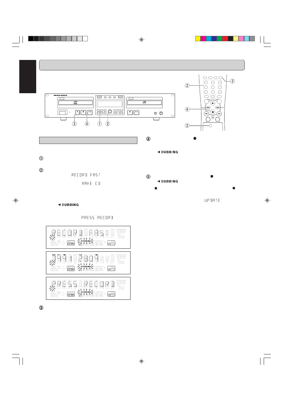 Recording (from internal cd-player), English, Double speed recording | Marantz CDR500 User Manual | Page 15 / 33