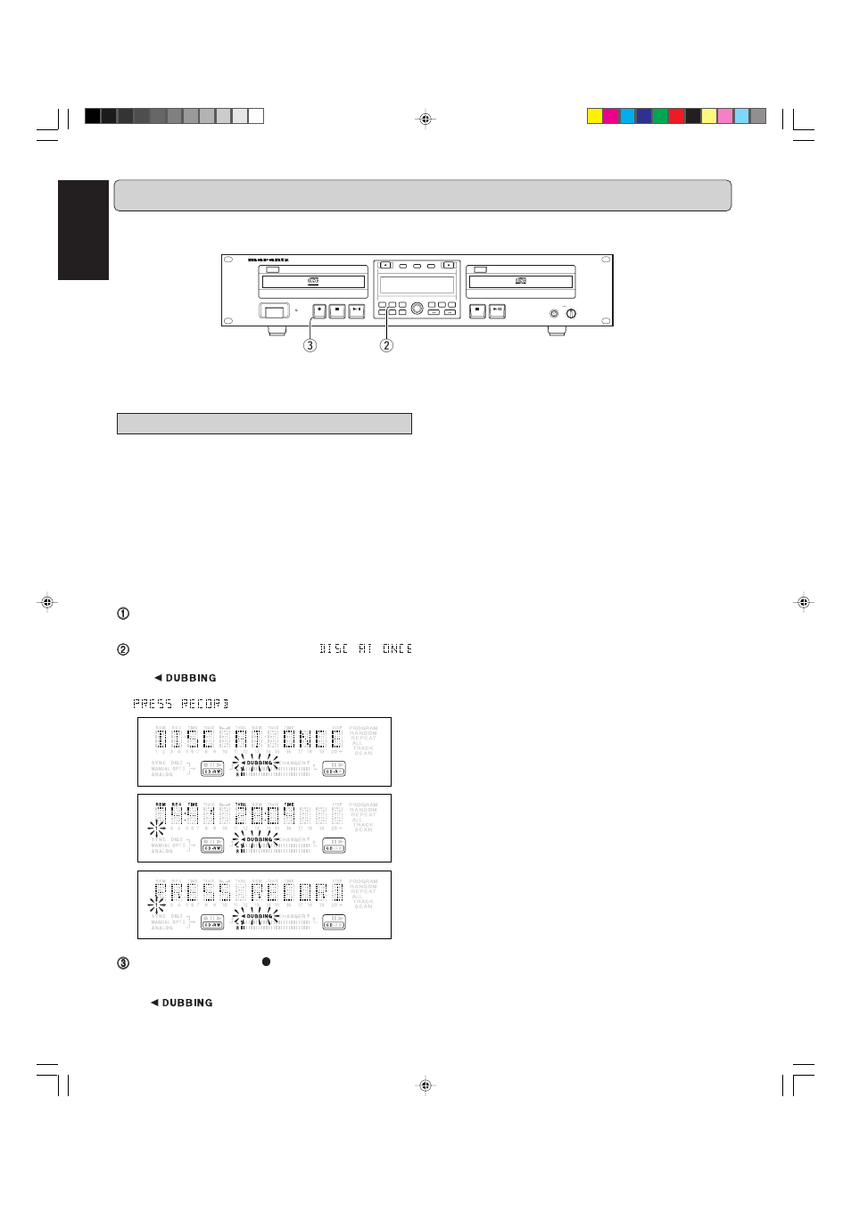 Recording (from internal cd-player), English | Marantz CDR500 User Manual | Page 17 / 33