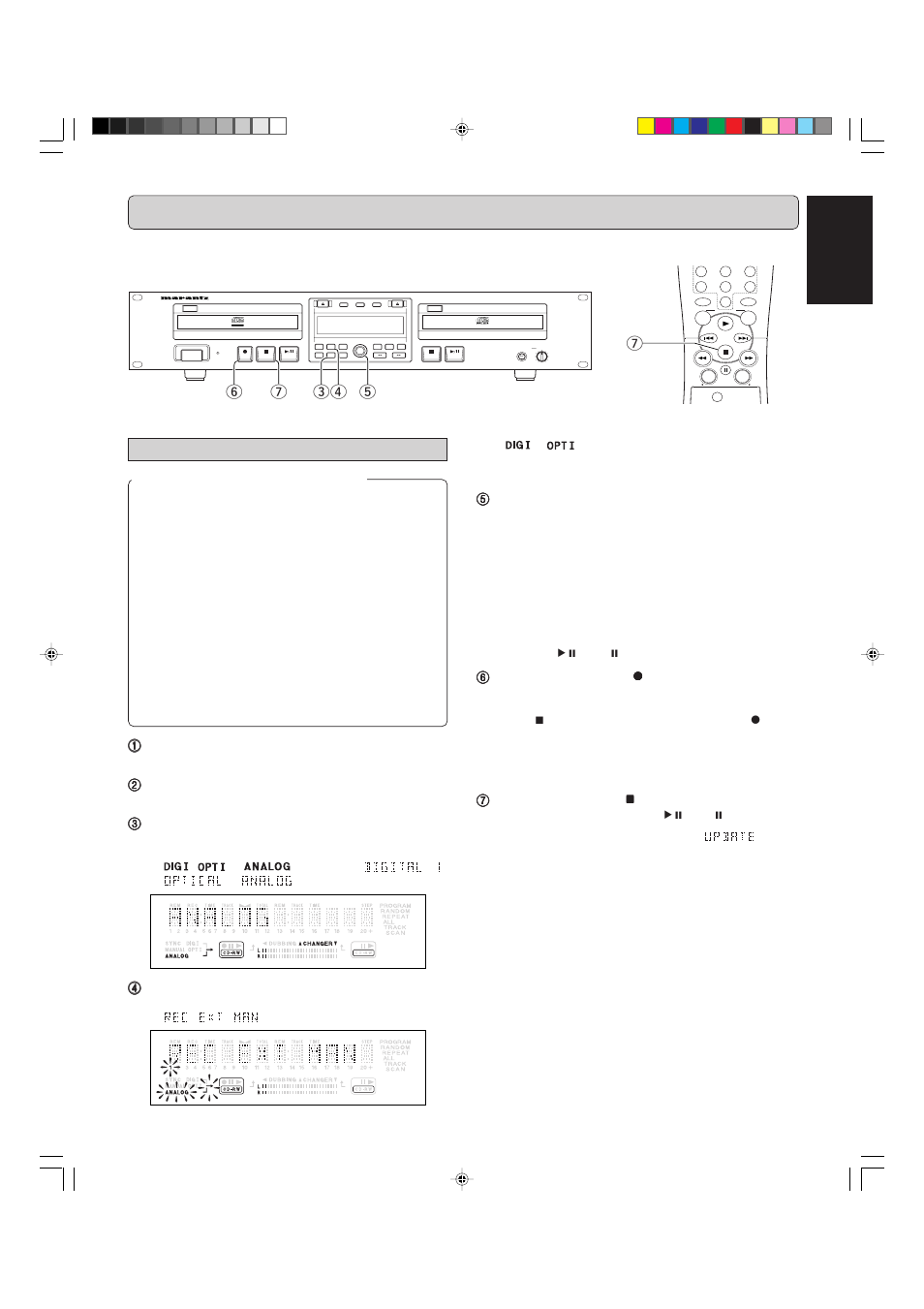 Recording, English, Manual start recording | Marantz CDR500 User Manual | Page 18 / 33