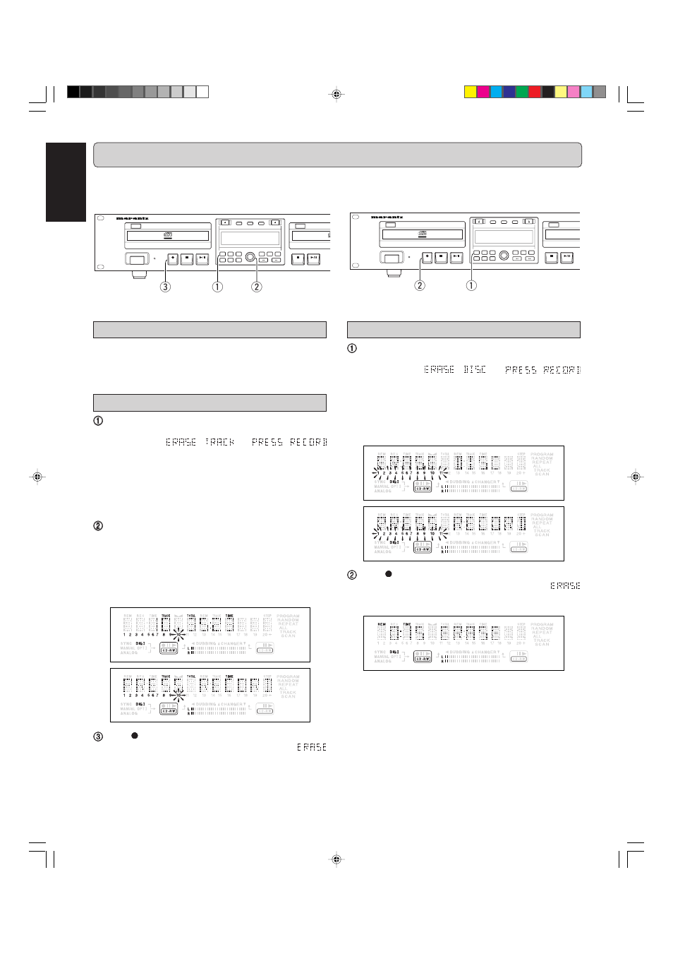 Erasing, English | Marantz CDR500 User Manual | Page 21 / 33