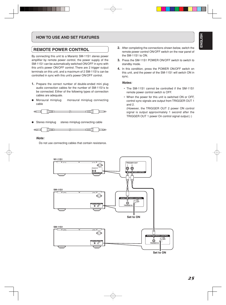 Remote power control, How to use and set features, English | Marantz Model SC-11S1 User Manual | Page 31 / 37