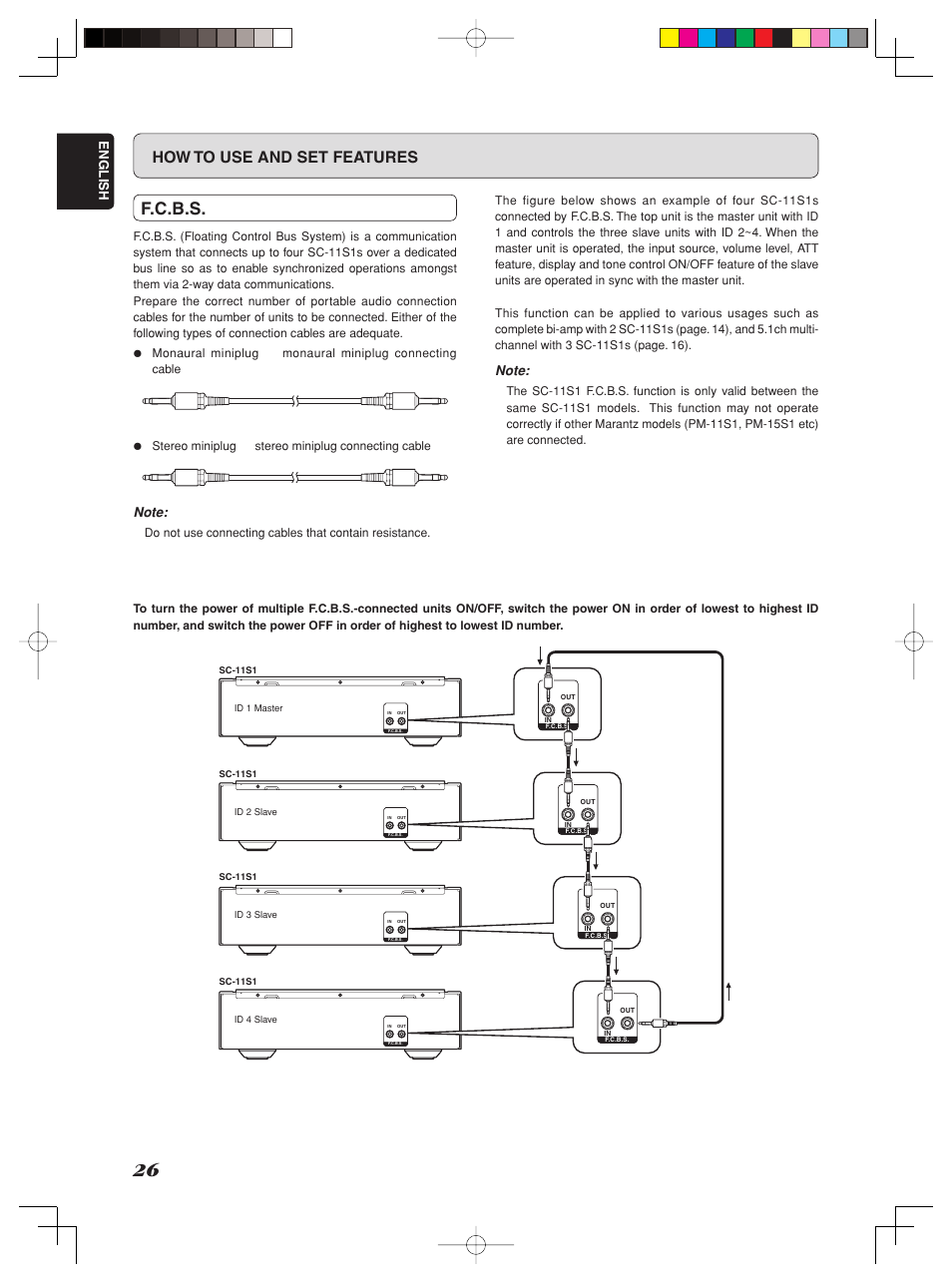 F.c.b.s, How to use and set features, English | Marantz Model SC-11S1 User Manual | Page 32 / 37