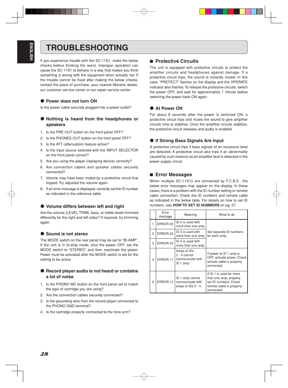 Troubleshooting | Marantz Model SC-11S1 User Manual | Page 34 / 37