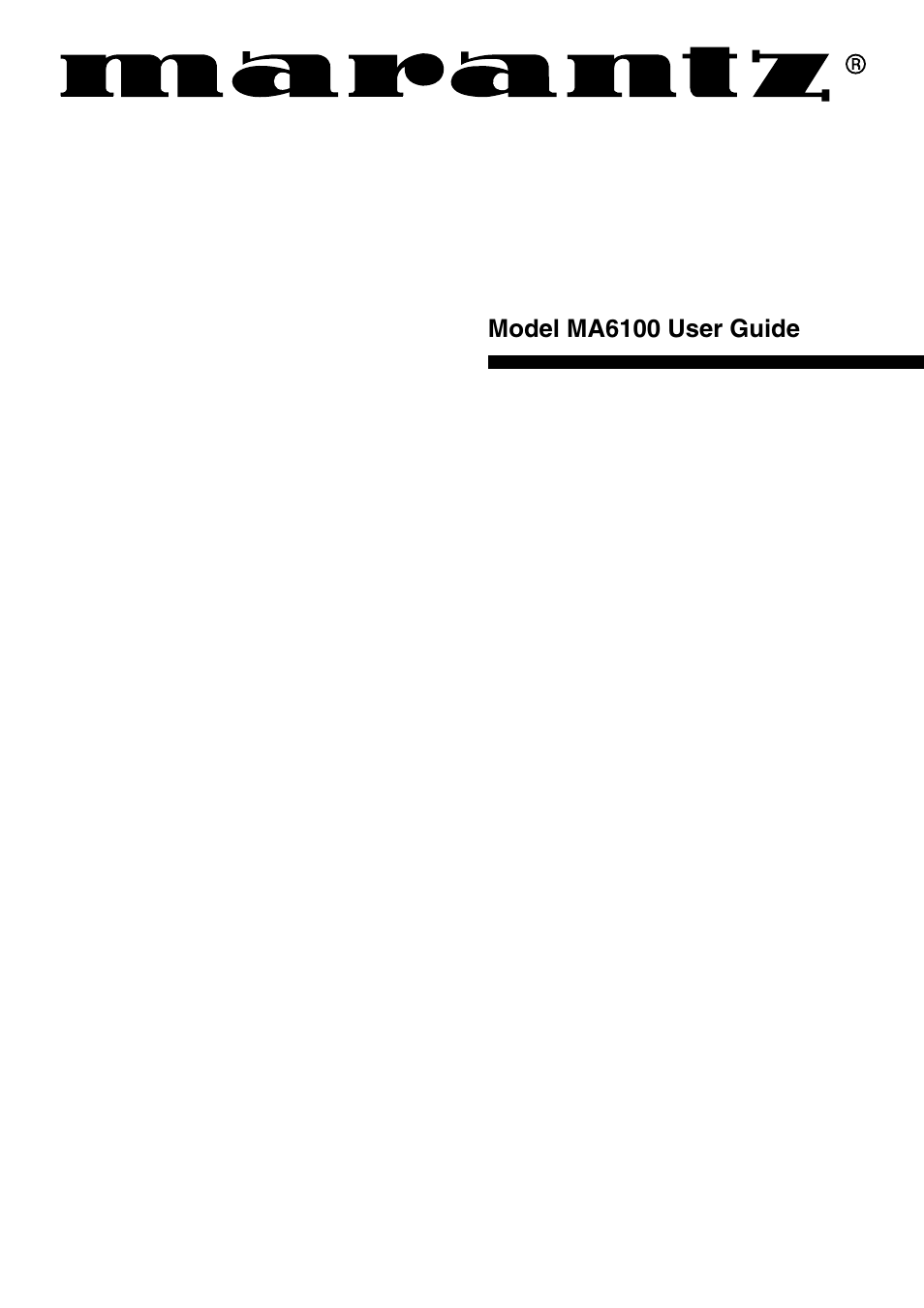 Marantz MA6100 User Manual | 12 pages