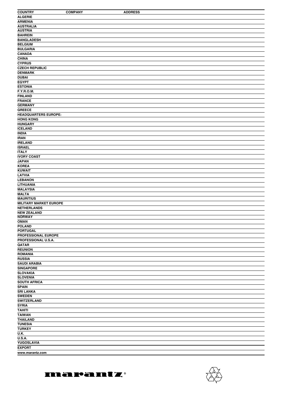 Is a registered trademark | Marantz MA6100 User Manual | Page 12 / 12