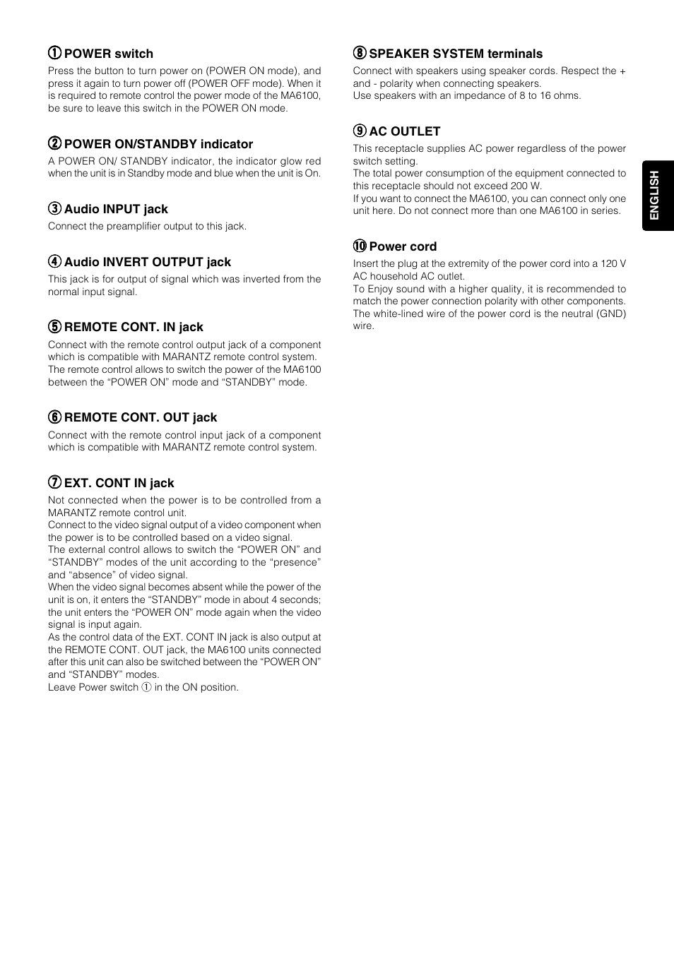 Marantz MA6100 User Manual | Page 5 / 12