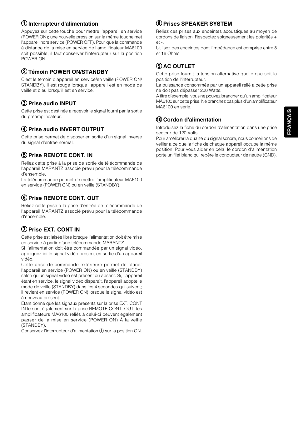 Marantz MA6100 User Manual | Page 9 / 12