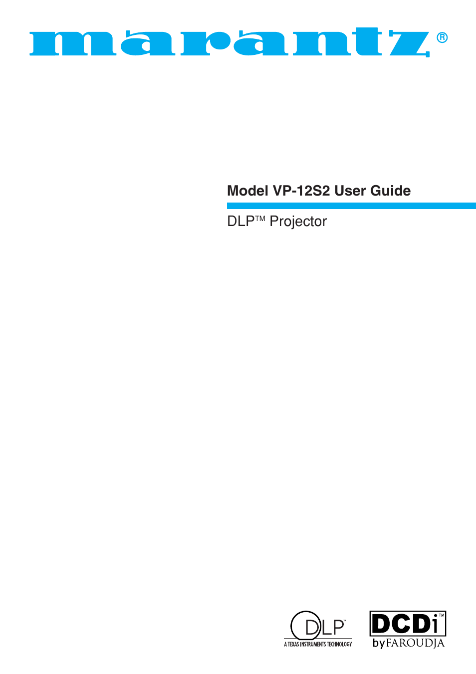 Marantz VP-12S2 User Manual | 40 pages