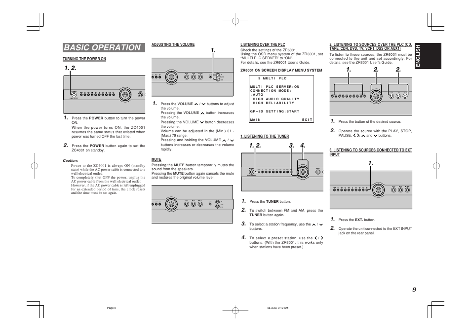 Basic operation, Standby power on/standby on/standby, Standby | Standby power power on/standby on/standby | Marantz ZC4001 User Manual | Page 12 / 14