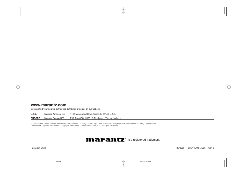 Marantz ZC4001 User Manual | Page 14 / 14