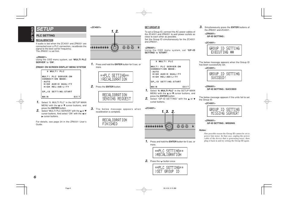 Setup | Marantz ZC4001 User Manual | Page 9 / 14