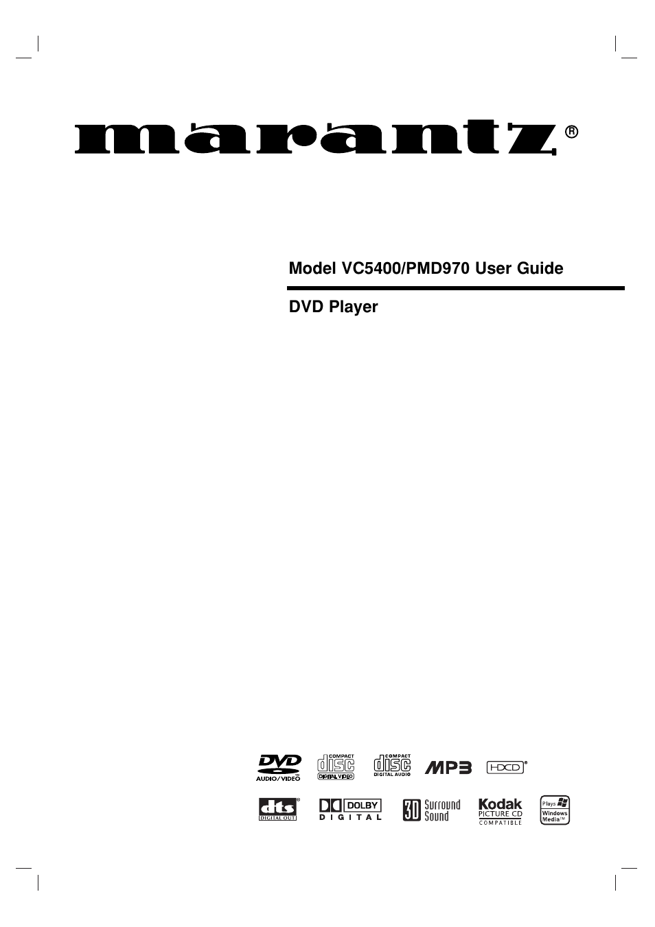Marantz VC5400/PMD970 User Manual | 31 pages
