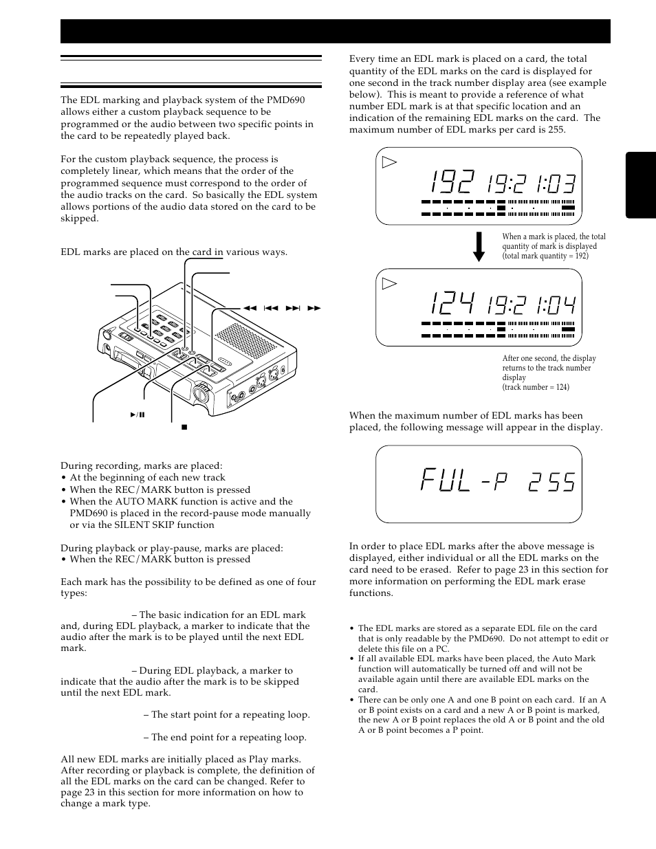 Edl marking, The edl, English | Marantz PMD690 User Manual | Page 25 / 37